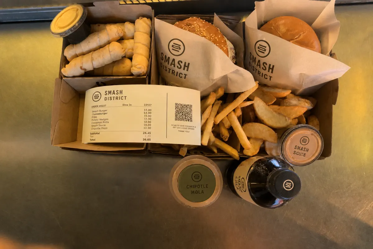 A delivery order with its docket on the kitchen pass