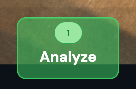 The Tracker's Analyze button, with the photo counter at 1, on the camera screen