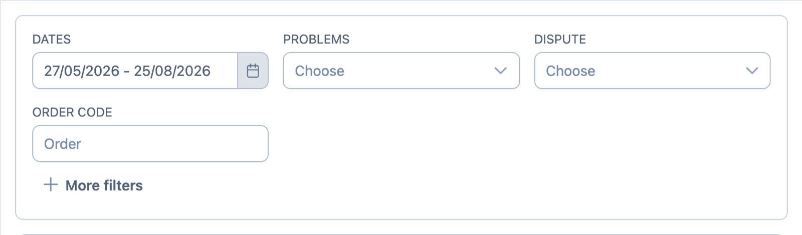 The date filter in the Hub's order search, already set to the last 90 days