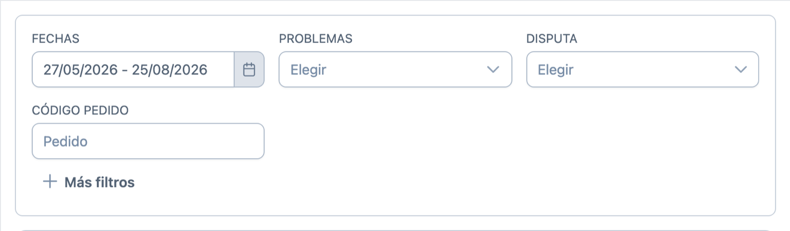 El filtro de fechas de la búsqueda de pedidos del Hub, ya configurado con los últimos 90 días